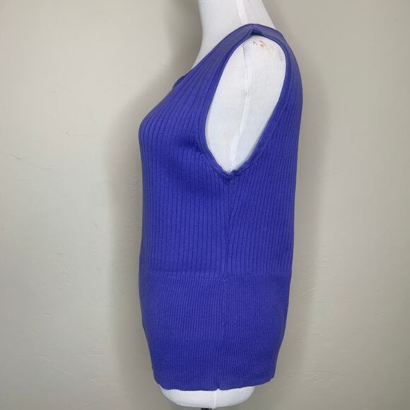 Purple Ribbed Sweater Shell Sleeveless Sz Large - Picture 3 of 7